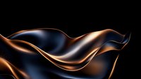Elegant flowing copper and black waves create dramatic abstract background with smooth metallic curves and glossy reflective surface. Luxury design element.