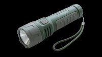 Tactical green flashlight isolated on transparent background, ready for t-shirt design, stickers, clipart, print on demand, and sublimation projects.