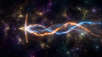 Abstract cosmic energy wave flowing through starry space with vibrant colors and light effects for science fiction and astronomy concepts.