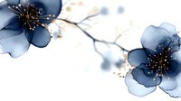 Delicate blue watercolor flowers with golden stamens on white background, floral botanical art for wedding invitations and feminine design projects.