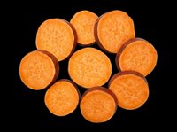 Sweet potato slices arranged in a circle, isolated on transparent background, ready for food packaging, stickers, print on demand, and T-shirt design use.