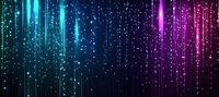 Glowing neon light rain effect with blue and purple gradient on dark background, creating futuristic digital atmosphere for technology designs.