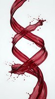 Dynamic red liquid spiral with splashing droplets creating elegant twisted motion on white background for creative design projects.