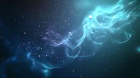 Ethereal cosmic nebula in deep space with glowing turquoise and purple energy streams flowing through starry darkness, creating mystical atmospheric effects.