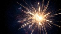 Golden fireworks explosion bursting with bright sparks against starry night sky for celebration events and festive occasions.