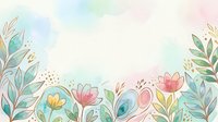 Soft watercolor floral border with pastel pink, green, and gold botanical elements on a light background, perfect for cards and invitations.