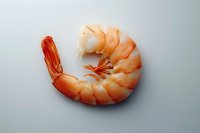 Fresh cooked shrimp isolated on light background, ready for seafood recipes, restaurant menus, and food photography.