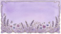 Lavender flowers and ornamental swirls frame a soft purple gradient background, creating an elegant botanical border design suitable for invitations, stationery, and decorative projects.