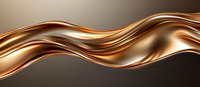 Luxurious flowing copper metallic wave with smooth glossy curves against dark background creates elegant abstract design pattern for luxury branding and backgrounds.