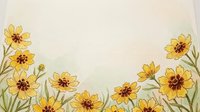 Watercolor yellow flowers frame border on cream background with copy space for text and design projects.