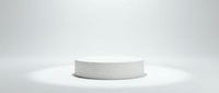 Minimalist white cylindrical podium platform on clean neutral background for product display and presentation purposes.