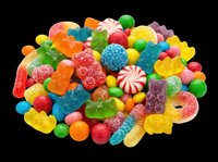 Colorful assorted gummy candies and sweets isolated on transparent background, ready for design use on t-shirts, stickers, clipart, print-on-demand products, and sublimation projects.