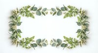 Eucalyptus frame border with green leaves and branches on white background. Natural botanical decoration for wedding invitations and greeting cards.