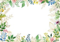 Watercolor floral frame with pink roses, blue flowers, and green foliage on white background. Isolated botanical border design for invitations, cards, and decorative projects.