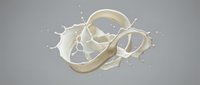 Creamy milk splash with dynamic liquid waves and droplets frozen in motion against neutral background for beverage and dairy product advertising.
