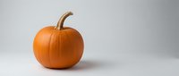 Orange pumpkin with a natural stem isolated on a white background, for Halloween, autumn harvest, and Thanksgiving seasonal designs.