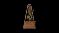 Vintage wooden metronome with brass pendulum and mechanical gears, isolated on transparent background. Ready for design use on t-shirts, clipart, stickers, print-on-demand products, and sublimation projects.