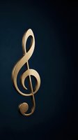 Golden treble clef symbol on dark blue background for music education, concert programs, and musical branding materials.