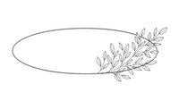 Elegant oval frame with delicate botanical leaves branch decoration isolated on white background for wedding invitations and greeting cards design.