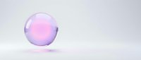Glossy translucent sphere with pink and purple gradient, isolated on white background, suitable for design, web graphics, and digital art projects.