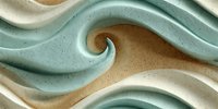 Abstract swirling waves in teal, beige, and cream colors creating a fluid, coastal-inspired pattern with textured surface for home decor applications.