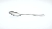 Silver stainless steel teaspoon isolated on white background for kitchen utensil design and culinary projects.