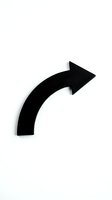 Black curved arrow pointing right isolated on white background for graphic design and presentation use.