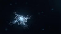 Glowing microchip with light rays on dark background, representing artificial intelligence, computing technology, and digital innovation for tech concepts.