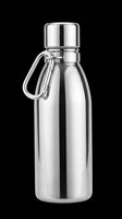 Stainless steel water bottle with carabiner clip, isolated on transparent background, ready for t-shirt designs, clipart, stickers, and print-on-demand products.