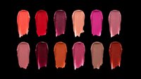Assorted lipstick swatches in vibrant shades isolated on transparent background, ready for cosmetics design, beauty packaging, makeup tutorials, print-on-demand products and digital art projects.