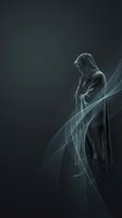 Ethereal hooded figure with flowing translucent fabric and glowing light trails against dark background, suitable for fantasy, spirituality, and mystical design projects.
