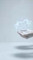 Human hands cupping glowing digital heart with pulse waves floating above palms on clean white background for healthcare and medical concepts.
