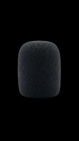 Dark gray foam windscreen isolated on transparent background, ready for audio recording, podcasting, microphone protection, and design projects.