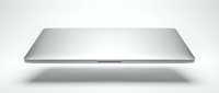 Slim silver laptop closed and floating on white background, showcasing modern minimalist design and premium aluminum build for tech and business concepts.