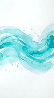 Abstract turquoise watercolor waves flowing across white paper with organic brushstrokes and paint splatters for creative design projects.