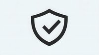 Black shield with checkmark icon isolated on light gray background, representing security, protection and verification for web and mobile interface design.