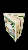 Colorful children's board book with tropical animal and floral illustrations on cover, featuring multiple cream-colored pages with colored tabs, isolated on transparent background, ready for clipart, print-on-demand, and educational design use.