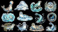 Seal and sea lion collection isolated on transparent background, ready for t-shirt design, clipart, stickers, print-on-demand products and sublimation projects.