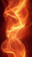 Abstract glowing orange smoke waves on dark background creating dynamic flowing curves and ethereal light effects for modern graphic design projects.
