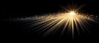Bright golden light rays bursting through darkness with glowing particles and streaks creating dramatic radial illumination effect against black background.