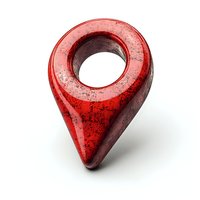 Red location pin marker with grunge texture and distressed effect isolated on white background, suitable for maps and navigation design projects.