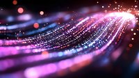 Abstract digital wave of glowing particles with purple and pink lights creating dynamic flow pattern for technology backgrounds and modern design projects.