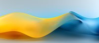 Abstract wavy lines in yellow and blue colors creating dynamic flowing motion against light background, modern minimalist design for business presentations.
