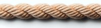 Twisted natural hemp rope isolated on white background, showing detailed fiber texture and braided pattern. Marine and nautical design element.