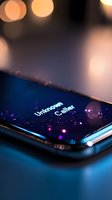 Smartphone screen displaying unknown caller notification with bokeh lights and dark atmospheric background, creating mysterious mood for privacy concepts.