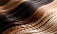 Smooth wavy strands of hair in different natural shades from platinum blonde to dark brown creating flowing abstract lines and patterns. For beauty and hair care designs.