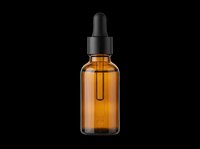 Amber glass dropper bottle isolated on transparent background, ready for sticker, label, T-shirt, print on demand, and sublimation design use.