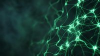 Digital network nodes connected by glowing green lines on dark background, representing data flow, technology infrastructure, and interconnected systems for web design and tech concepts.