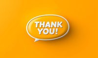 White thank you text in speech bubble on vibrant orange background with soft shadow effect, modern minimal design for greeting cards and social media.
