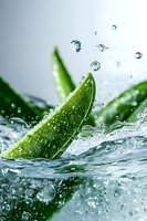 Fresh lime wedges splashing in crystal clear water with droplets and dynamic water movement, creating refreshing and energetic composition for beverage advertising.